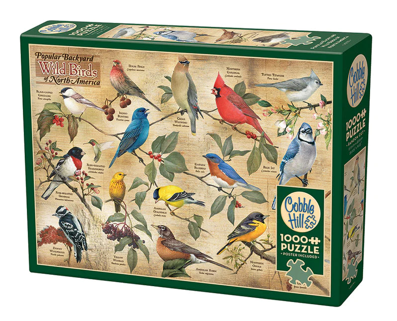 Puzzle - 1000 pc (Cobble Hill) - Popular Backyard Wild Birds of North America