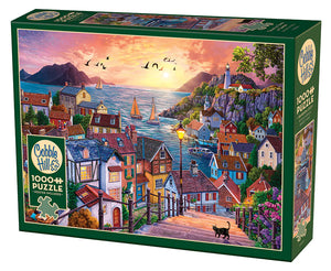 Puzzle - 1000 pc (Cobble Hill) - Coastal Town at Sunset